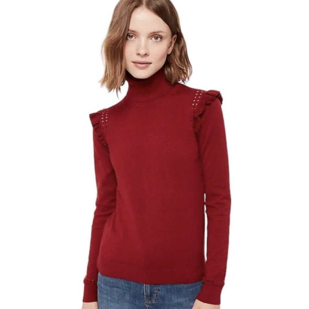 Kate Spade NY Ruffle Turtleneck | Red | Large